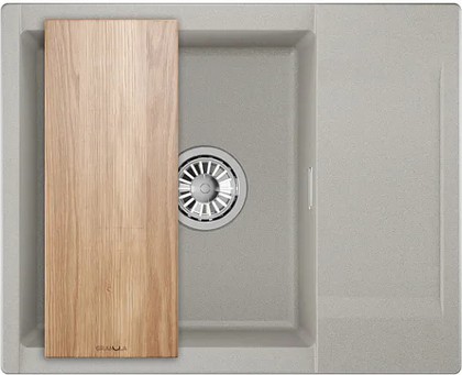 Кухонная мойка Granula Estetica ES-6202, 620x500, с крылом, кварц, Базальт 6202, БАЗАЛЬТ