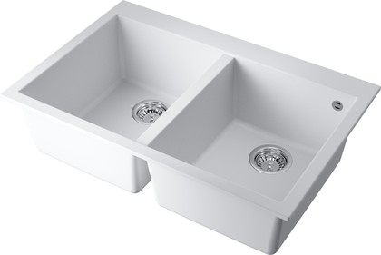 Кухонная мойка Omoikiri Bosen 80-2 WH, две чаши, белый 4993839