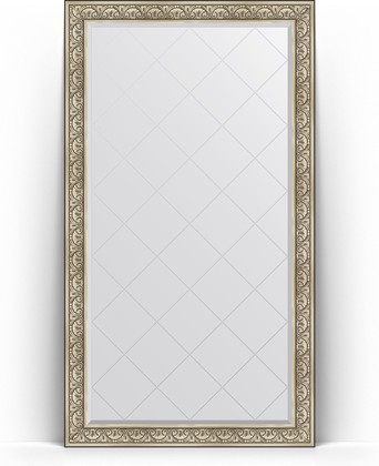 Зеркало Evoform Exclusive-G Floor 1150x2050 пристенное напольное, с гравировкой, в багетной раме 106мм, барокко серебро BY 6374