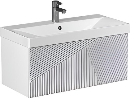 Тумба под раковину Velvex Edge 800-0-1 (9696) навесная, белый глянец tp.EDG.9696.80.1Y белый глянец