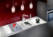 Кухонная мойка Blanco Axon II 6S, доска из серебристого стекла, чаша справа, клапан-автомат, чёрный 524149