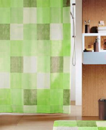 Штора для ванны 240x180см текстильная зелёная Spirella TUSCANY 1012017