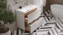 Тумба с раковиной Velvex Edge 800-0-2 (9696) напольная, белый глянец tn.EDG.9696.80.2Y белый глянец + 9696-80