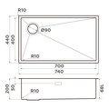 Кухонная мойка Omoikiri Taki 74-U/IF-L Side IN, нержавеющая сталь 4997471