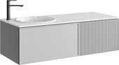Тумба с умывальником Aqwella Боско Casso 1200 R/L, с двумя ящиками, фасад рамка+волна, серый туман BOS0112ST+BOS07RAM67ST+BOS07VOL52ST+CAS.12.04.R/L