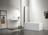 Шторка на ванну Aquatek 800x1500, поворотная, прозрачное стекло, профиль оружейная сталь AQ DEL SBA 08015GM