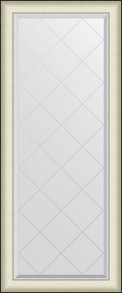 Зеркало Evoform Exclusive-G 64x154, с гравировкой, в багетной раме, белая кожа с хромом 78мм BY 4568