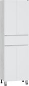 Шкаф-пенал Санта Марс 600x1800x300, напольный, 4 двери, один ящик, светло-серый, белый 700414