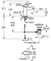 Смеситель для раковины Grohe Euroeco, размер M, рычажный донный клапан, хром 24265001