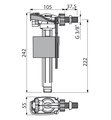 Впускной клапан Alcadrain для керамических бачков, боковая подводка, металлическая резьба 3/8" A160-3/8"