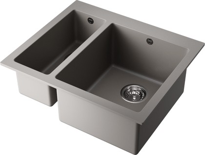 Кухонная мойка Omoikiri Bosen 59-2-GR, две чаши, Tetogranit, leningrad grey 4993558