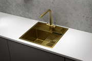 Кухонная мойка Granula Kitchen Space KS-5051 500x510, накладная, нержавеющая сталь, Золото сатин 5051, ЗОЛОТО САТИН