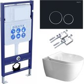 Унитаз с инсталляцией Aquatek Поларис AQ0700-01, крепёж 02, сиденье soft-close, панель 020 SET AQUATEK ПОЛАРИС-01-020 4в1