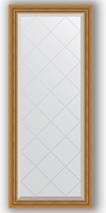 Зеркало Evoform Exclusive-G 630x1530 с фацетом и гравировкой, в багетной раме 70мм, состаренное золото с плетением BY 4131
