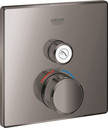 Термостат для душа Grohe Grohtherm SmartContro квадратный, 1 потребитель, тёмный графит глянцевый 29123A00