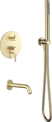 Комплект для ванны AQUAme, встраиваемый, смеситель, золото шлифованное AQM8406BG