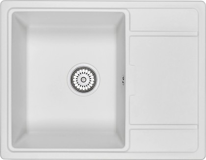 Кухонная мойка Granula 6503, 650x500, накладная, с крылом, кварц, Арктик 6503, АРКТИК