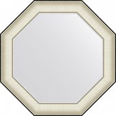 Зеркало Evoform Octagon 64x64, восьмиугольное, в багетной раме, белая кожа с хромом 78мм BY 7440