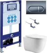 Унитаз с инсталляцией Aquatek Классик cm-050 4в1, унитаз AQ1112-00, сиденье soft close, кнопка оружейная сталь SET AQUATEK КЛАССИК cm-050 4в1