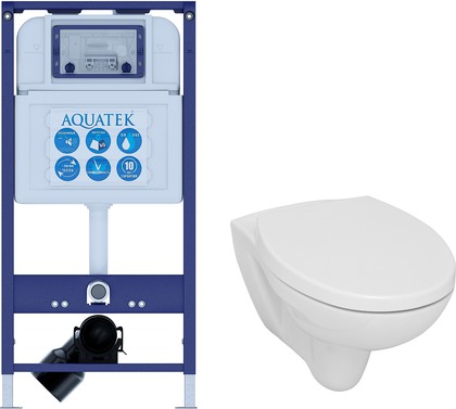 Инсталляция для унитаза Aquatek с унитазом Serel Asma безободковый, сиденье без микролифта, без клавиши и крепежа Set Serel Asma 0426 INS25