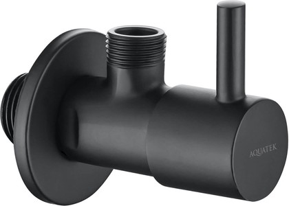 Угловой вентиль Aquatek G1/2"x1/2", переходник для подвода воды, матовый чёрный AQ2450MB