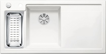Кухонная мойка Blanco Axon II 6S, доска из серебристого стекла, чаша слева, клапан-автомат, белый 524138