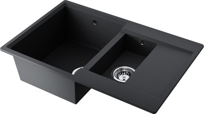 Кухонная мойка Omoikiri Daisen 78-2-BL, с крылом, чёрный 4993334