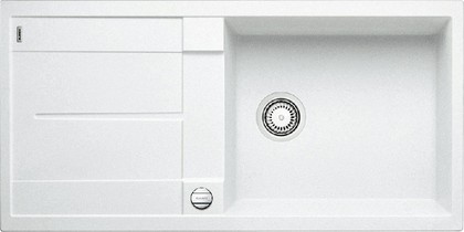Кухонная мойка Blanco Metra XL 6S-F, с крылом, с клапаном-автоматом, гранит, белый 516522