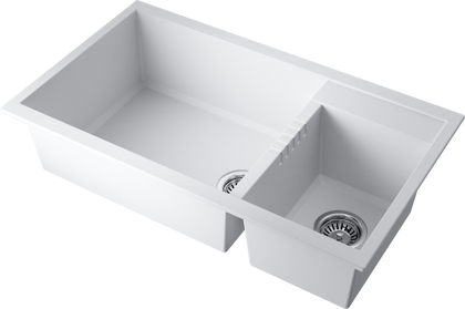 Кухонная мойка Omoikiri Tedori 86-2-LB-WH, две чаши, Tetogranit, белый 4993935