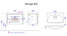 Тумба с раковиной Aqwella Neringa 80см, подвесная, с двумя ящиками, Морская дюна NER0108MD+Ner.08.04.D