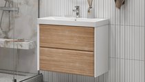 Тумба под раковину Velvex Gesso 800-0-2 (9696) навесная, белый матовый/, дуб сонома tp.GES.9696.80.2Y белый матовый/дуб сонома