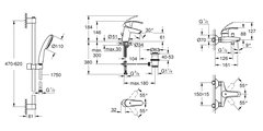 Набор смесителей для ванны Grohe Eurosmart с душевым гарнитуром, хром 129153