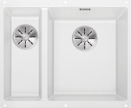 Кухонная мойка Blanco Subline 340/160-U, без крыла, основная чаша справа, отводная арматура, гранит, белый 523562