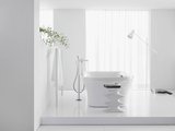 Смеситель для ванны напольный Hansgrohe PuraVida с душем, однорычажный, хром-белый 15473400