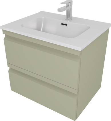 Тумба с раковиной Aquatek Вега 600, подвесная, 2 выдвижных ящика, шалфей зелёный AQ77060-GS