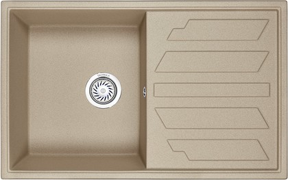 Кухонная мойка Granula 8002, 800x500, накладная, с крылом, кварц, Песок 8002, ПЕСОК