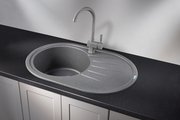 Кухонная мойка Granula Standart 7601, 760x500, овальная, кварц, Графит 7601, ГРАФИТ