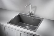 Кухонная мойка Granula 6001, 600x520, накладная, кварц, Графит 6001, ГРАФИТ