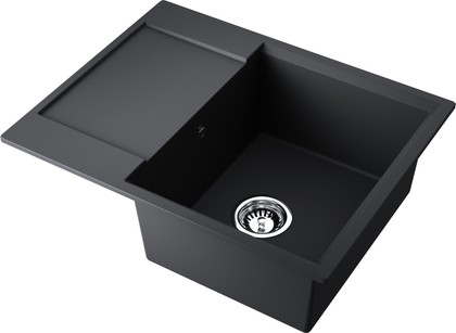Кухонная мойка Omoikiri Daisen 65T-BL Tetogranit, с крылом, чёрный 4993519