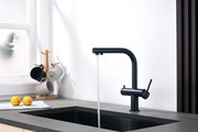 Смеситель для кухни Aquatek Европа с подключением к фильтру питьевой воды, чёрный матовый AQ1385MB