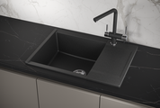 Кухонная мойка Granula Estetica ES-7003, 700x500, с крылом, кварц, Чёрный 7003, ЧЁРНЫЙ