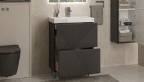 Тумба с раковиной Velvex Edge 600-0-2 (9696) напольная, графит tn.EDG.9696.60.2Y графит + 9696-60