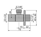 Угловой вентиль Alcadrain G1/2x3/8", квадратный, хром ARV002