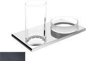 Стакан с чашей для мелочей Keuco Edition 400, настенный, хрусталь, чёрный хром шлифованный 11554 139000