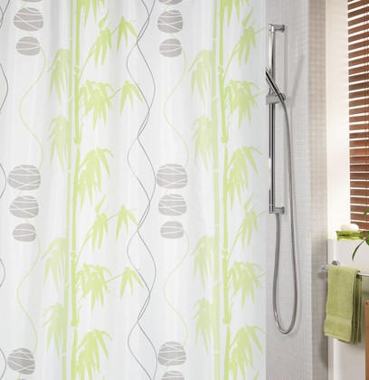 Штора для ванной комнаты 180x200см текстильная, серо-зелёная Spirella BENESSERE 1017935