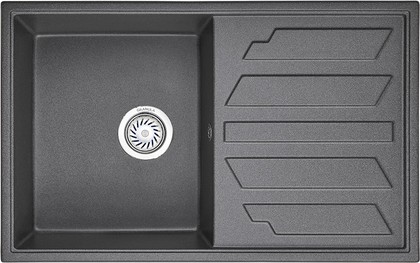 Кухонная мойка Granula 8002, 800x500, накладная, с крылом, кварц, Графит 8002, ГРАФИТ