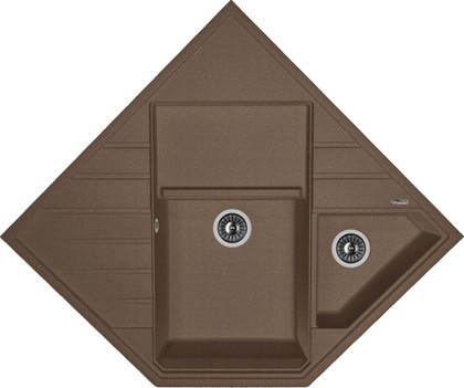 Кухонная мойка Florentina Бомбей 900, угловая, две чаши, мокко 20.375.J0900.303
