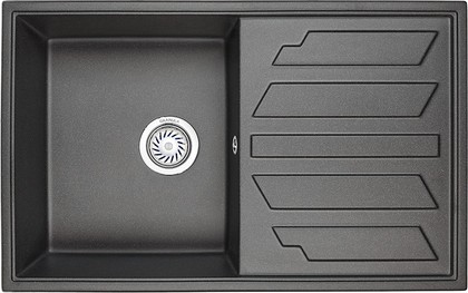 Кухонная мойка Granula 8002, 800x500, накладная, с крылом, кварц, Чёрный 8002, ЧЁРНЫЙ
