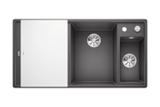 Кухонная мойка Blanco Axia III 6S, клапан-автомат, доска из белого стекла, чаша справа, тёмная скала 523473