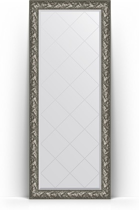 Зеркало Evoform Exclusive-G Floor 840x2030 пристенное напольное, с гравировкой, в багетной раме 99мм, византия серебро BY 6325
